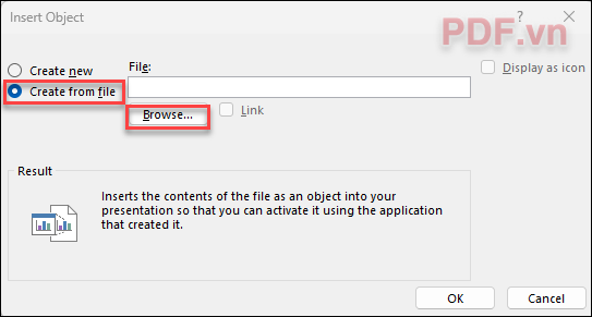 Chọn Create from File sau đó nhấn Browse