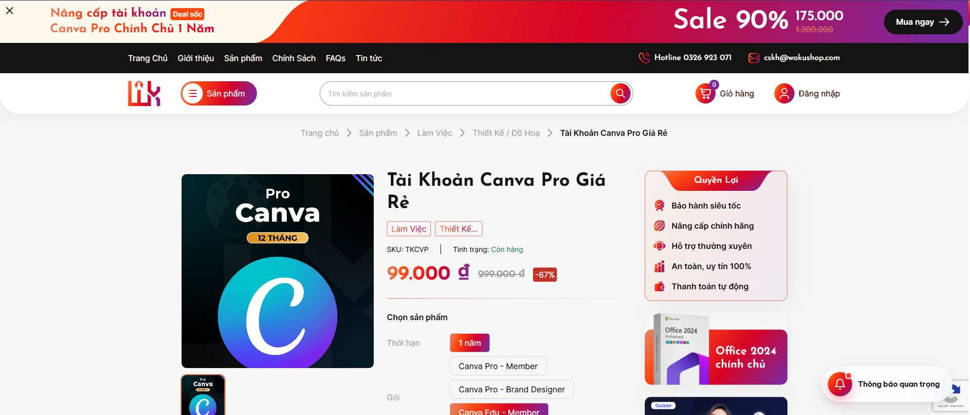 Trải nghiệm nâng cấp tài khoản Canva Pro và các công cụ sáng tạo tại Woku Shop