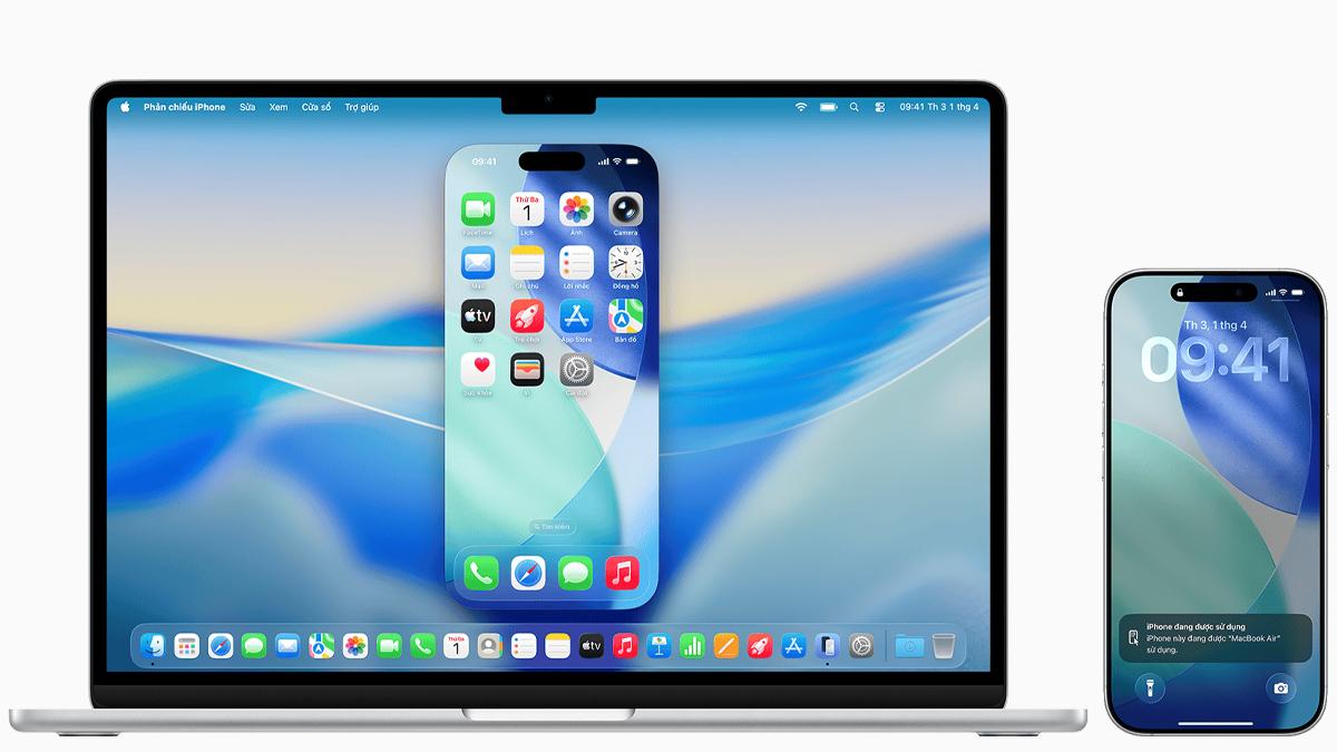 Điều khiển điện thoại trực tiếp qua tính năng iPhone Mirroring